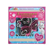 Мозаика алмазная на чёрном фоне MULTIART "Кошечка Мари" AM15X15-127008-ST 15*15см,к/к