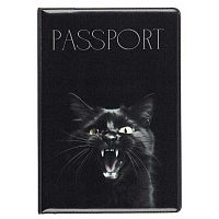 Обложка д/паспорта КОКОС "Чёрный кот" 252172 ПВХ,печать б/уголков