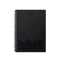 Тетрадь 80л. (клетка) EK пластик.обл. спираль "Megapolis чёрный" 50656 микроперф.