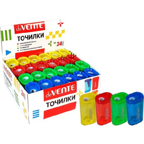 Точилка с контейнером 1отв. deVENTE 4071313 прямоугол., асс., к/к