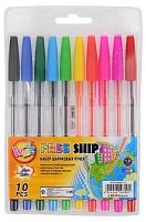 Набор шар. ручек 10цв. BEIFA АА 927-10 с мет. наконеч., е/подвес
