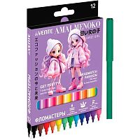 Фломастеры 12цв. deVENTE "Amai Menoko" 5081625 вент.колп.,к/к/подвес