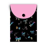 Папка-конверт на кнопке А7 (75*105мм) КОКОС "Bow style" 251331 непрозр.с рис.,пластик,150мкм