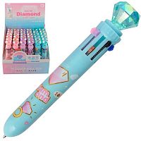 Ручка авт. шар.10-ти цв. КОКОС KUKI "Diamond" 252016 цв.корп.,0,7мм,асс.