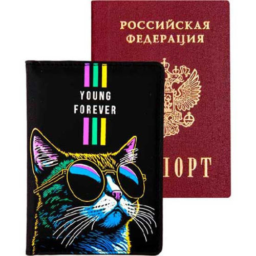 Обложка д/паспорта deVENTE "Young Forever" 1030410 кож.зам.поролон,10*14см,шелкогр.,3отд.д/виз.