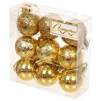 Игрушка ел. "Шар  3см" (9шт) "Микс фактур" 652-338 золото