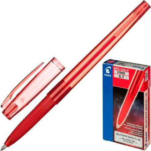 Ручка шар. PILOT BPS-GG-F-R Super Grip красный линия письма 0,22мм,с резин.манж.