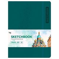 Скетчбук д/акварели А5 40л. BG кож.зам. "Bright. Teal" 61745 рис.бум.,200г/м2,на резинке