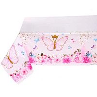 Скатерть "Бабочка-принцесса" 108*180см,ПВХ,розовая 130-875