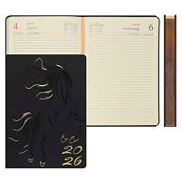 Ежедневник 2026г. А5 176л. Fiorenzo кож.зам. "Horse.Чёрный" 253041 интегр.обл.,зол.срез,фольга
