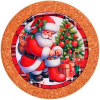 Подставка п/кружку "Дед Мороз с подарками" 895-503 керам.,10,8*10,8см