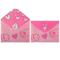 Папка-конверт на кнопке А4 КОКОС "Cats&Heart" 252246 непрозр.с рис.,пластик,180мкм