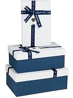 Коробка подар. 3в1 прямоуг. Миленд "Сине-белые,с бантом" КОР-7667 (23*16*9,21*14*8,19*12*7см)