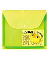 Папка-конверт на кнопке А5 ДПС 2915-123/133 с расш.25см,лайм/пр.лайм,180мкм,ПВХ
