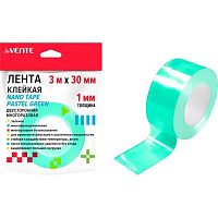 Скотч двусторонний 30мм*3м deVENTE "Nano Tape Pastel" 4163405 многораз.,зелёный,0,7мм