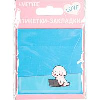 Самоклеящиеся этикетки-закладки deVENTE 76*76мм,50л. "Puppy" 2011432 голубые,пластик.,п/прозр.