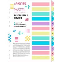 Разделитель листов пластик. А5 deVENTE "Pastel" 3051518 цифровой,цветовой (5шт.)