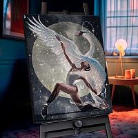 Картина по номерам с кристаллами из хрусталя Котеин "Грация лебедя" 40*50см SHR0548 (18цв.)