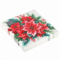 Салфетка бум. НГ Bouquet Домашняя коллекция "Пуансеттия" 25560 (20шт),3-х сл,33*33см