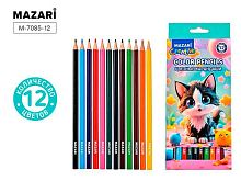Карандаши 12цв. MAZARI "Котик" M-7085-12 шестигр.,грифель-2,65мм,к/к,е/подвес