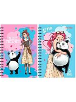 Записная книжка А6  80л. Проф-Пресс спираль "Любовь и Панды" 80-9459 цв.мел.обл.