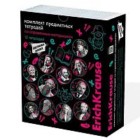 Комплект тетрадей 48л. (клетка/линейка) EK "Знаковые фигуры" (12шт.) 62127 пластик.обл.,справ.мат.