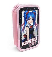 Пенал 3отд. 190*105 ПЧЕЛКА ПО-110 "Девочка с бантиками" больш.,ткан.торец