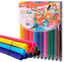 Фломастеры 12цв. DELI "ColoRun" EC157-12 (1905953) пл.пакет,е/подвес