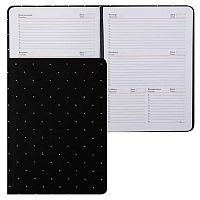 Еженедельник н/д  А5  73л. Fiorenzo тв.обл. "Velour. Чёрный" 253097 мех,ляссе,апплик.