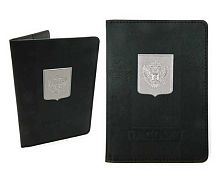 Обложка д/паспорта INTELLIGENT "Паспорт" CE-6024/CB-390 чёрная,с метал.гербом,экокожа