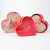 Коробка Микрос 3в1 сердце красная,с прозр.крышкой ч52027 (25*26,5*11,5/23*24,5*10/21*22,5*8,5см)