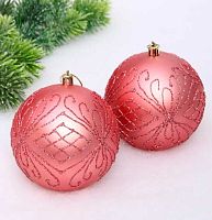 Игрушка ёлочная "Шар 10см" (2шт) "Загадочная мечта" 201-3694 розовое золото