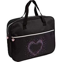 Папка пластик,с ручками А4 deVENTE "My Heart" 8057675 чёрн.,с расш.8см,полиэс.,удлин.ручки