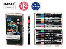 Маркеры акрил. 12цв. MAZARI "Люмо" M-15231-12 кистевидный,пластик.пенал