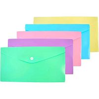 Папка-конверт на кнопке 260*140мм deVENTE "Pastel" 3071343 непрозр.,асс.,180мкм