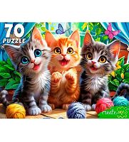 Пазлы   70 Рыжий кот "Три котёнка с клубками" УК70-0231
