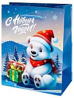 Пакет подар. Миленд Optima НГ "Белый медвежонок" ППК-2275 глянц.лам.,11,5*14,5*6см