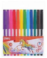 Фломастеры 12цв. DELI "ColoRun" EC10003 (1027261) вент.колп.,пакет,е/подвес