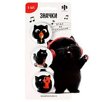 Набор значков ФЕНИКС "Чёрный кот" 71099 (3шт.)