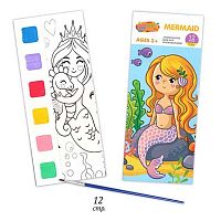 Набор раскрасок 12в1 ПГС "Русалка" Р-21472-3 Кир324 кисть+краски,8*19