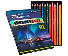 Карандаши 12цв. INTELLIGENT DN-7900 трёхгр.,заточ.,к/к