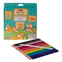 Карандаши пластик. 24цв. ХАТ "Art Time" 093060 стираемые,+1карандаш-ластик,трёхгр.,к/к