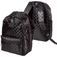 Рюкзак подростковый deVENTE "Total black" 7032414 текстил.с жаккард.клеткой,44*31*20см