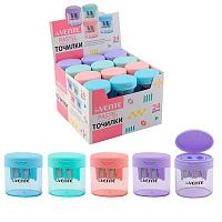 Точилка с контейнером 2отв. deVENTE "Pastel" 8031501 пластик.,асс.