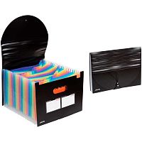 Папка 25отд. deVENTE 3078414 А4,чёрная,с цв.раздел.,700мкм,2карм.,с клапан.на резинке