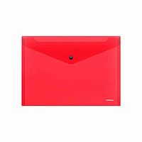 Папка-конверт на кнопке А4 EK "Glossy Classic" 50257 п/прозр.,красная,пластик,180мкм