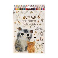 Карандаши 18цв. BV "Love Me. Котики. Счастье" 30-0155 трёхгр.,к/к