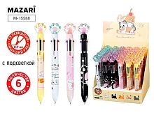 Ручка авт. шар. 6-ти цв. MAZARI "Miao" M-15588 пластик.цв.корп.,0,7мм