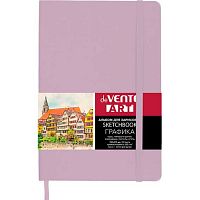 Скетчбук А4  32л. deVENTE кож.зам. "Искусство" 2134511 тв.обл.,кр.бум.,200г/м2,роз.,софт-тач,резин.