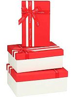 Коробка подар. 3в1 прямоуг. Миленд "Красно-белые,с бантом" КОР-7661 (23*16*9,21*14*8,19*12*7см)
